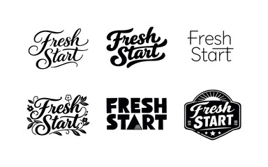 Fototapeta premium Creative Lettering Showcase. Fresh Start. Set lettering. harmonious lettering variations of the same emblematic concept, each with different artistic