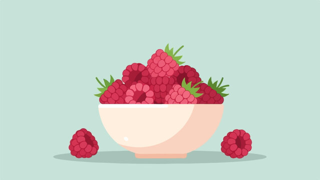 A minimalist illustration of a bowl brimming with ripe raspberries