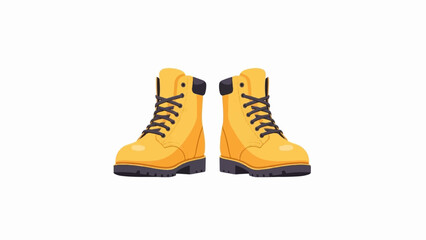 A pair of yellow work boots with black laces and soles