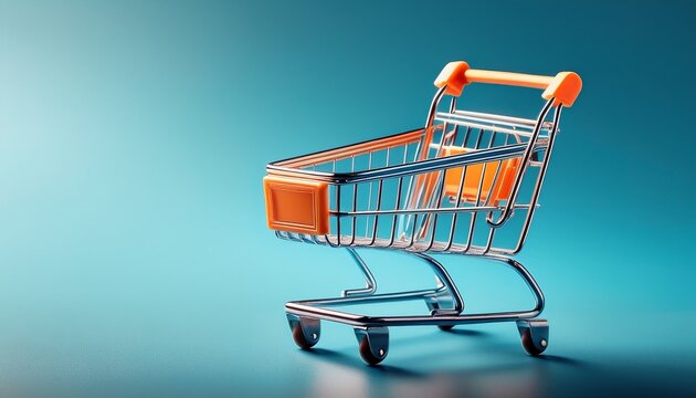 Mini Carro De Supermercado Azul E Laranja