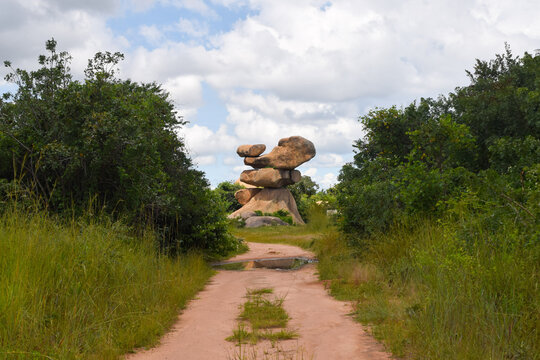 Natural balancing rocks in Epworth, Zimbabwe