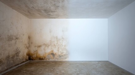 Before and after ceiling water damage restoration comparison