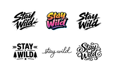 Creative Typography Grid. Contemporary brush typography. Set lettering. harmonious lettering variations of the same emblematic concept, each with different