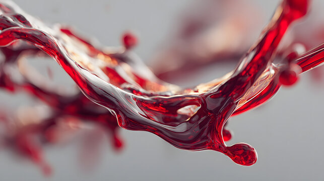 A red splash of blood is splattered across a gray background