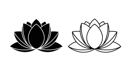 Fototapeta premium Lotus flower line art black and white Vector