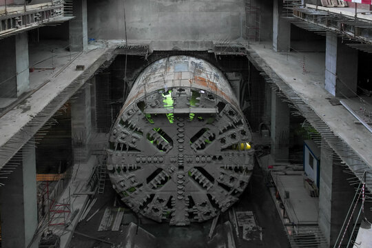 A tunnel boring machine is a machine that constructs subway tunnels.