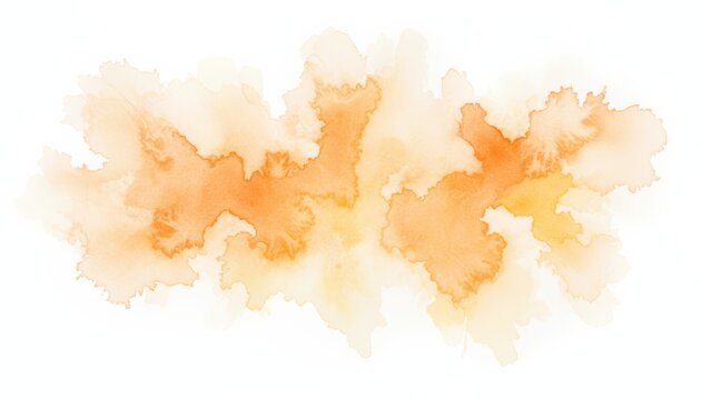 Soft watercolor peach orange paint splatter isolated on white background