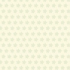Minimal repeating flower pattern with pastel green motifs on a cream background, clean and charming design ideal for wallpapers and textiles.