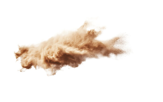 Sand dust cloud sandstorm splas on white background,png