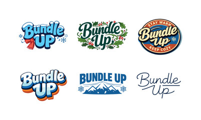 Harmonious Lettering Grid. Bundle Up. Set lettering. harmonious lettering variations of the same emblematic concept, each with different artistic