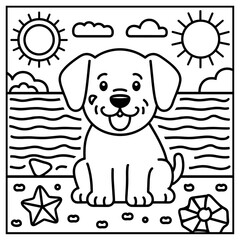 Fototapeta premium Dog Character Vector, Coloring Book Page with Dog, Coloring page outline of a cute dog, coloring page with Animal character