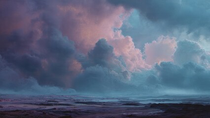 Obraz premium Dramatic clouds over otherworldly landscape