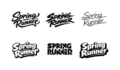 Obraz premium Spring Runner Lettering. Spring Runner. Set lettering. harmonious lettering variations of the same emblematic concept, each with different artistic