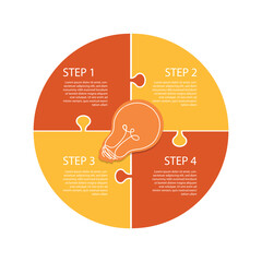 Circular 4-step infographic design template with a light bulb