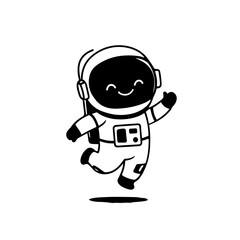 Astronaut. Astronaut simple black and white line art vector logo