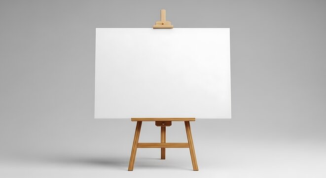 Blank canvas on wooden easel ready for artistic creation