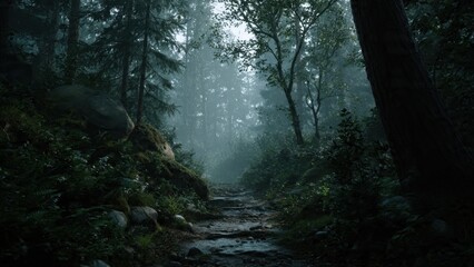 Fototapeta premium Misty Forest Path