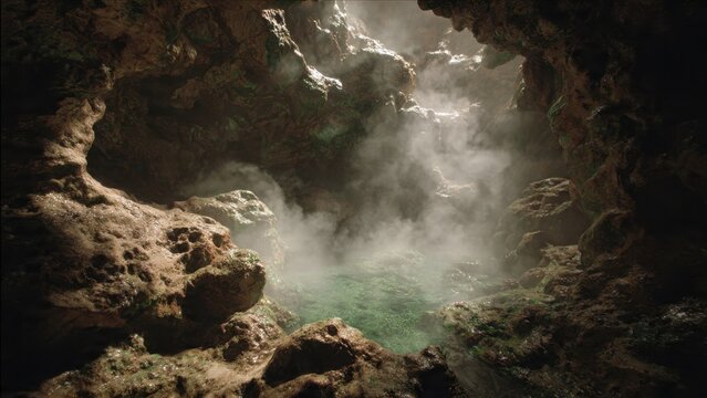 Mystical Cave Pool with Steam