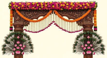 Fototapeta premium Elegant floral archway with vibrant decorations