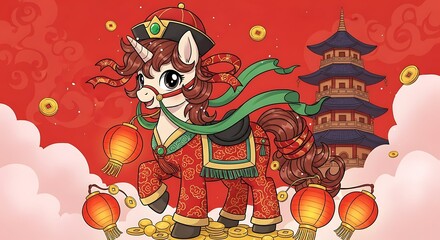 Naklejka premium Celebrating the year of the tiger with traditional chinese festivities