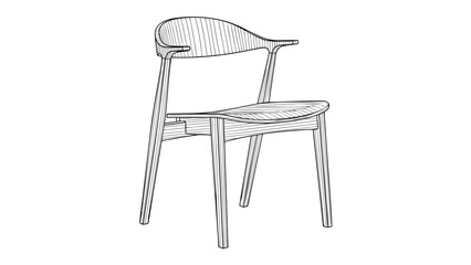 Mid Century Chair Scandinavian Furniture Single Line Art Design Icon