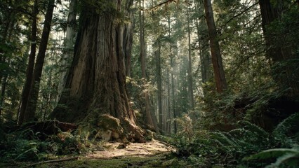 Obraz premium Sunlit giants in Redwood forest