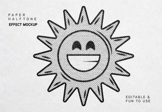 Paper Halftone Print Effect Mockup