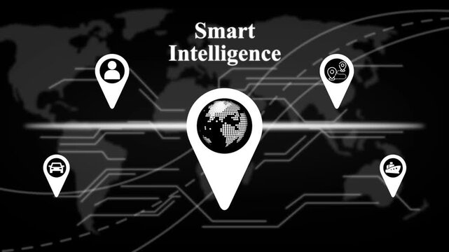 Smart Intelligence Global Map Location Icons world map