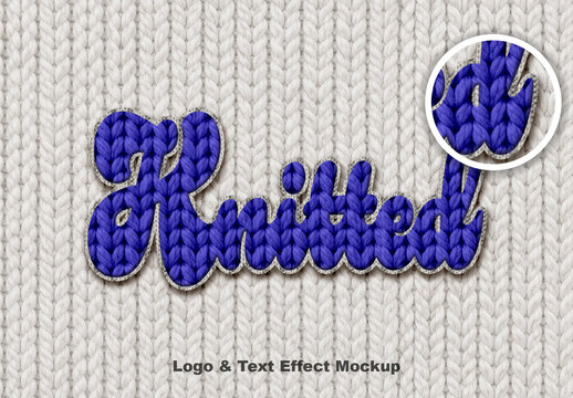 Blue And Beige Woven Knitted Wool Mockup