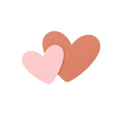 Obraz premium Two cardboard hearts of different sizes lay side by side. One heart is pink and the other is brown. These hearts can be used for crafts or decoration in creative projects