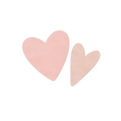 Obraz premium Two pink hearts are shown on a white background. These shapes can be used for decorations, crafts, or special occasions. They can represent love or care