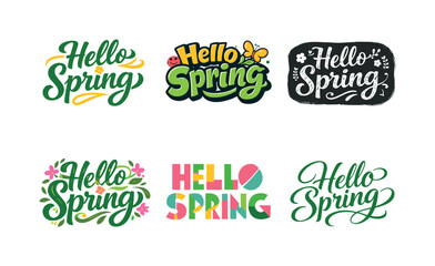 Fototapeta premium Seasonal Lettering Variations. Seasonal Mood Word Art. Set lettering. harmonious lettering variations of the same emblematic concept, each with different
