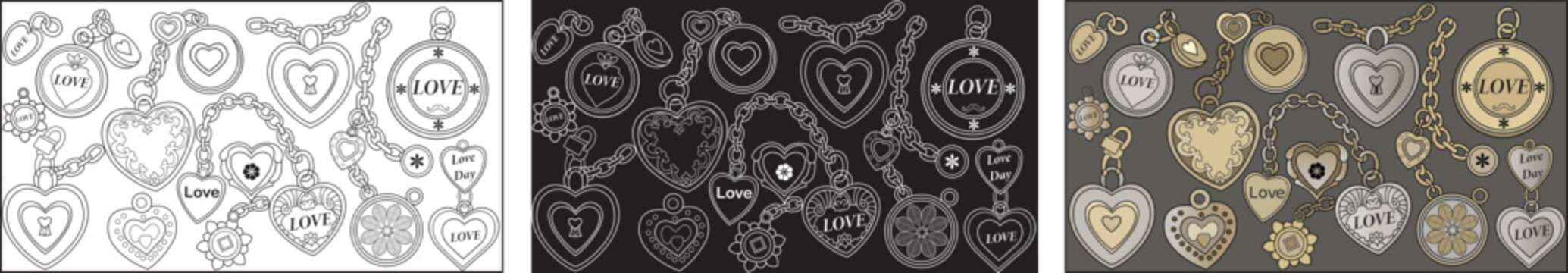 Assortment of Heart Shaped Pendants and Chains necklace