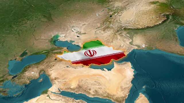 Iran 4k 3d map animation with flag by after effect map annimation