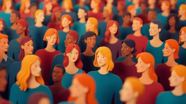 Video A crowd of individuals with vibrant red locks, gathered together