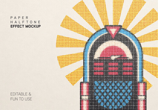 Paper Halftone Effect Mockup