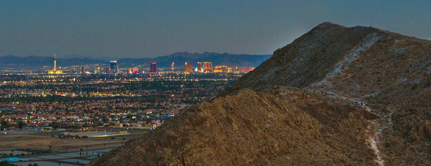 Aerial Las Vegas Strip Lone Mountain Panorama at Night