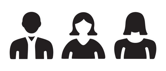 Diverse People Silhouettes Icons Isolated on White Background.