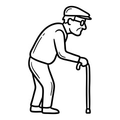 Obraz premium Elderly man walking with cane