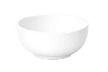 White ceramic soup bowl mockup, empty kitchenware for food presentation, isolated on transparent background