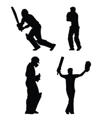 Dynamic Cricket Player Silhouettes Collection