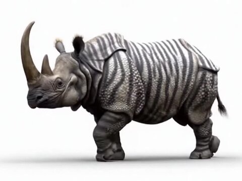Wooly rhino walking a little