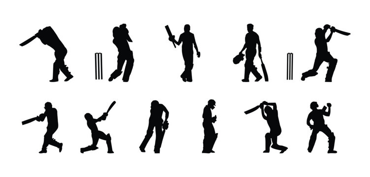 Cricket Player Silhouettes Collection