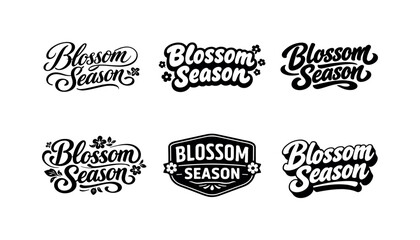 Fototapeta premium Blossom Season Lettering. Blossom Season. Set lettering. harmonious lettering variations of the same emblematic concept, each with different artistic