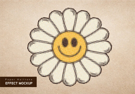 Paper Halftone Print Effect Mockup
