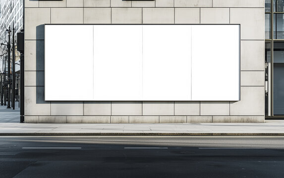 Mockup white wrinkled poster, minimalist aesthetic frame glued paper street poster. Template white poster advertising citylight. Modern mockup advertising, urban style. Realistic photo