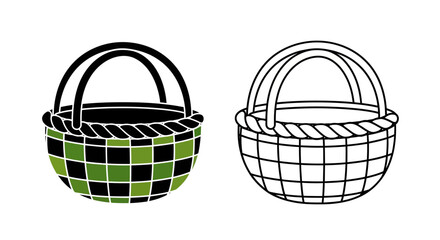 Hand drawn picnic basket illustration Vector