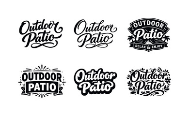 Obraz premium Creative Lettering Variations. Outdoor patio. Set lettering. harmonious lettering variations of the same emblematic concept, each with different artistic
