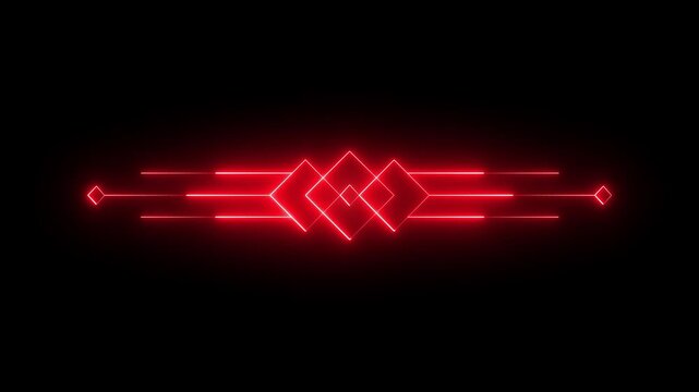 glowing neon deco divider header icon isolated on black background. deco divider icon animation. 4k video.