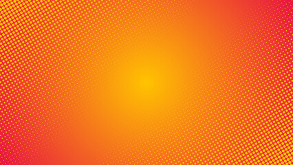 Red and orange Retro comic background with halftone vector illustration. Wavy Heat Texture Background. Modern Abstract Gradient Backdrop. Colorful Wave Gradient Texture. Radiant Warm Color Abstract.